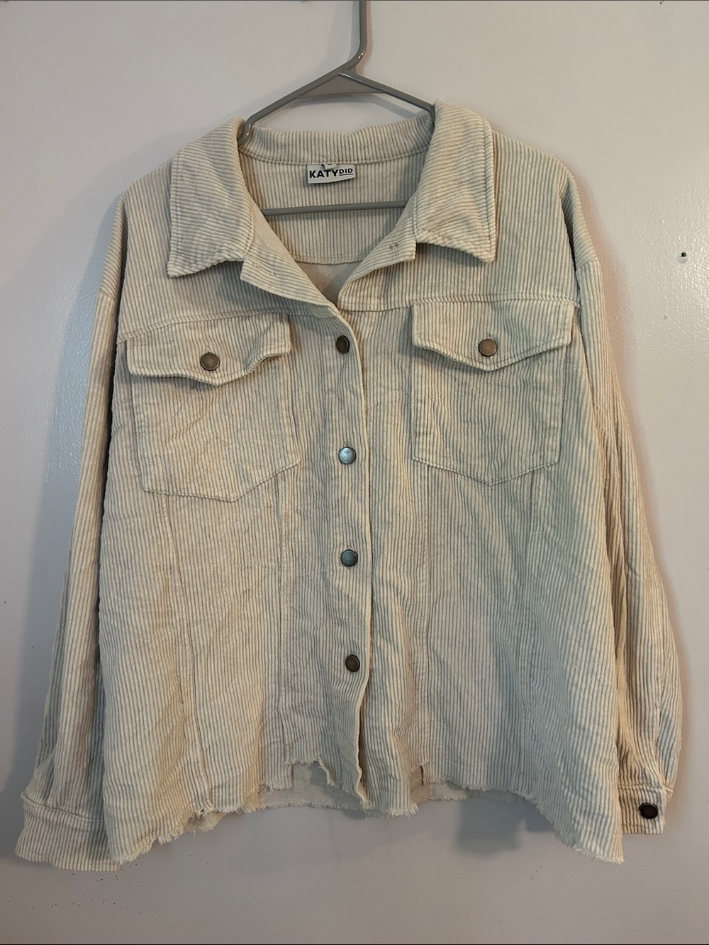 Katydid Light Cream Corduroy Button-Up Jacket 100% Cotton